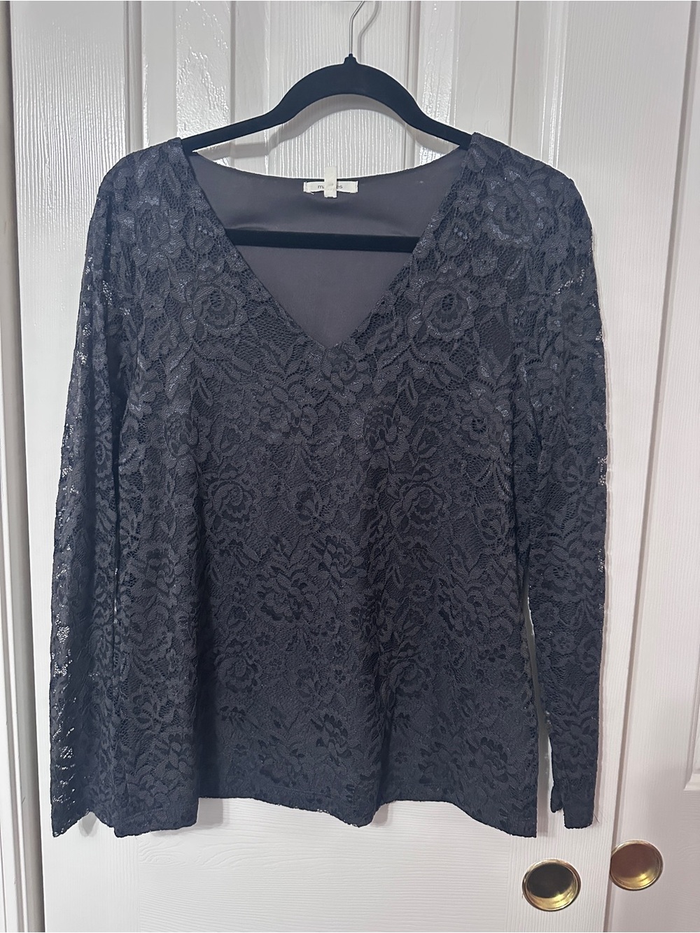 Maurices Black Lace V-Neck Long Sleeve Blouse